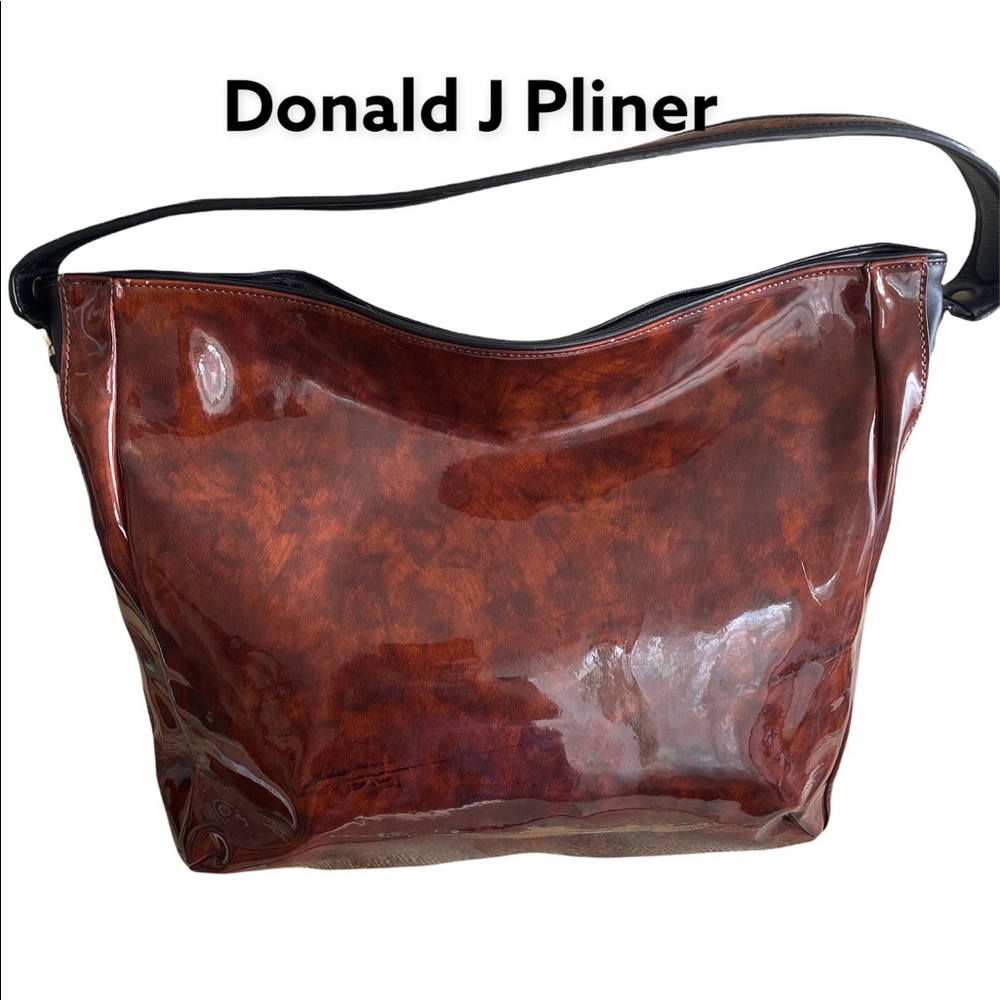 Donald J Pliner Patent Leather Tortoise Bag